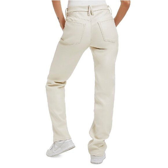 Good American Better Than Leather Faux Leather Good Icon Pants Bone001 Cream 12 - Picture 5 of 16